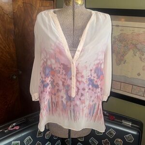 Charming LC Lauren Conrad XL Floral Watercolor Sheer Blouse